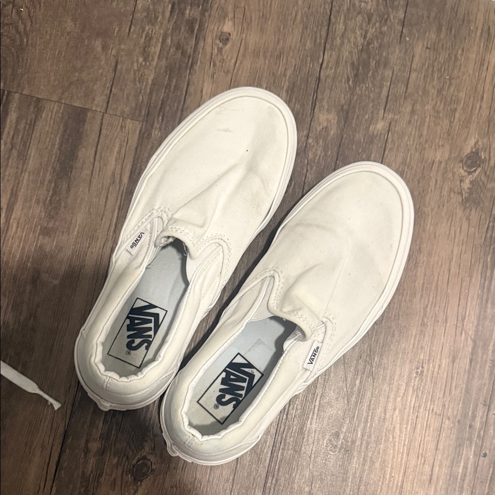 Vans Classic White Canvas Slip-Ons